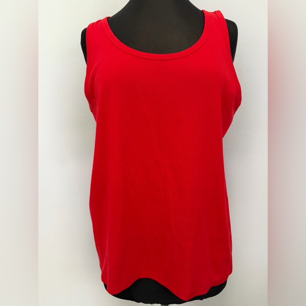 Eileen Fisher Red Scoop Neck Tank Top